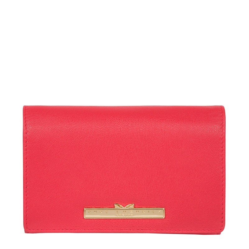 'Swift' Tomato Leather Tri-Fold Purse