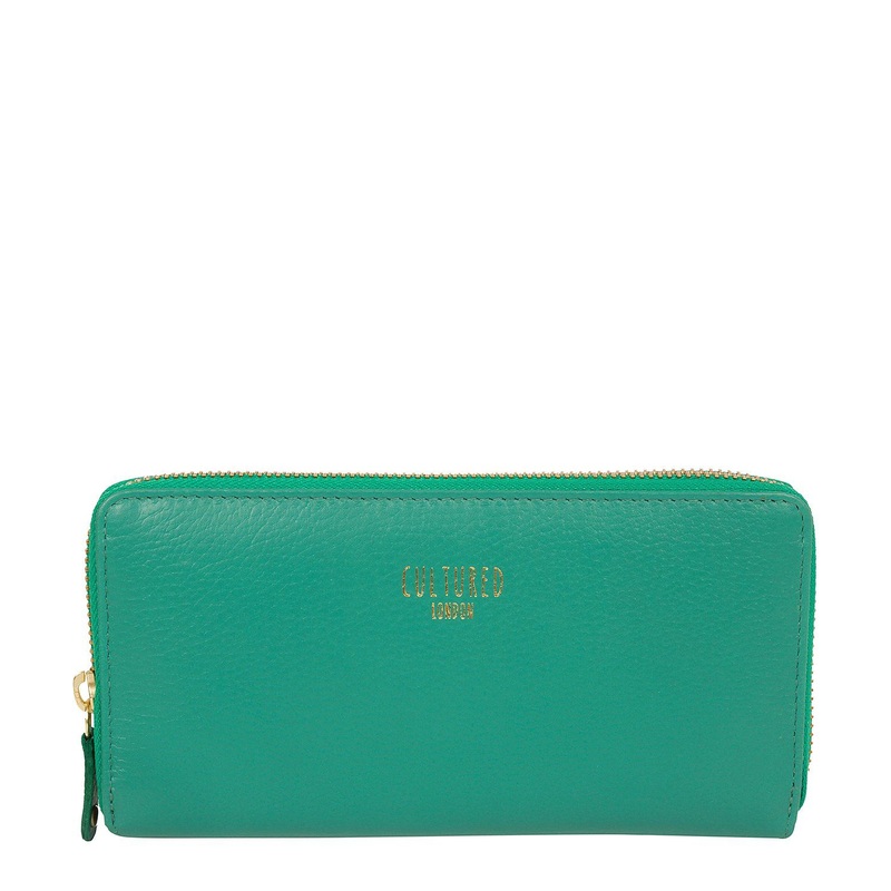 'Tabitha' Leaf Green Leather Purse