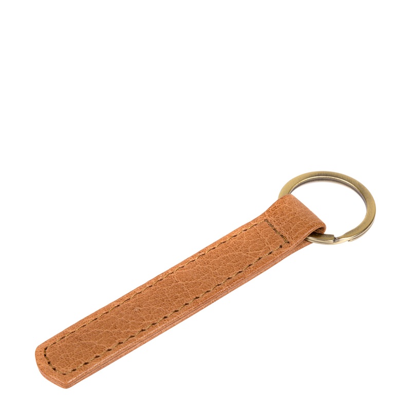 Tan Leather and Gold Keyring