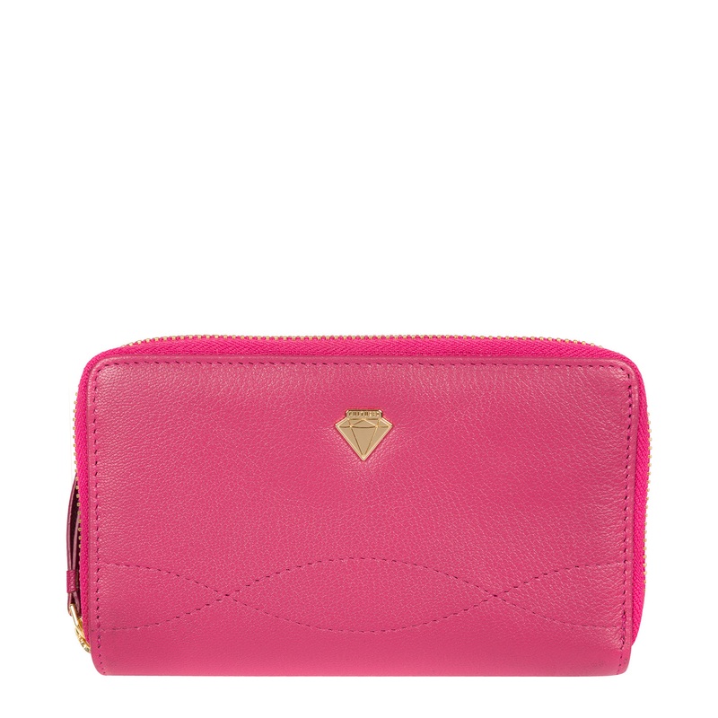 'Wittion' Fuchsia Leather Zip-Round Purse
