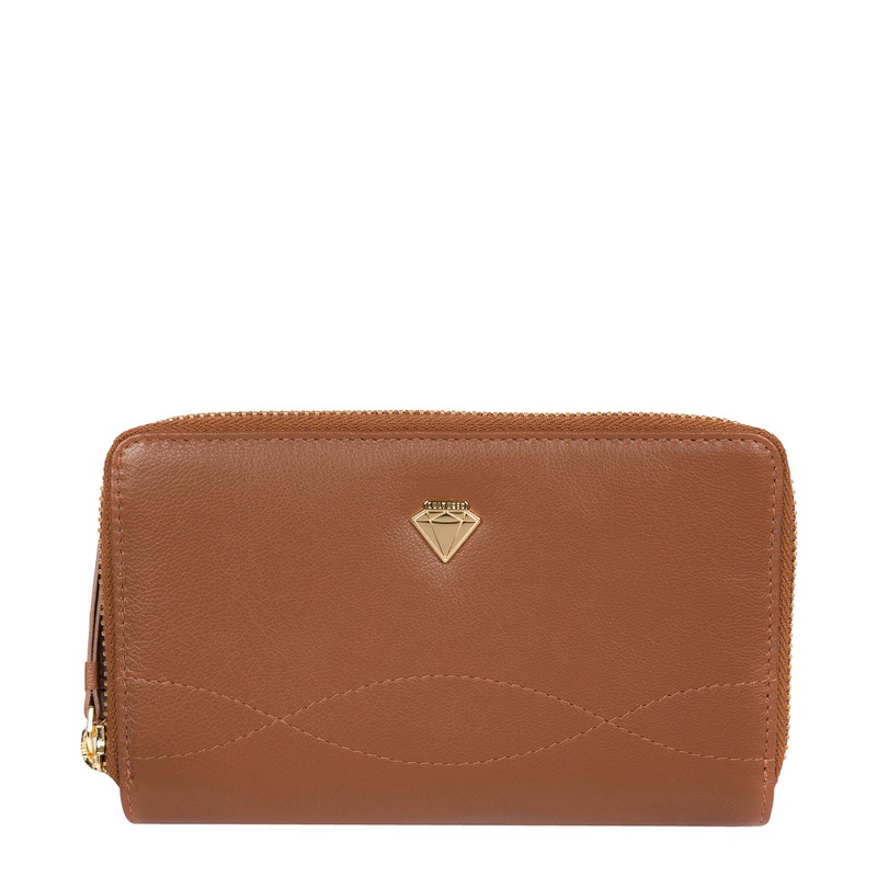 'Wittion' Tan Leather Zip-Round Purse
