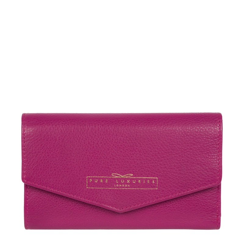 'Yew' Orchid Leather Tri-Fold Purse