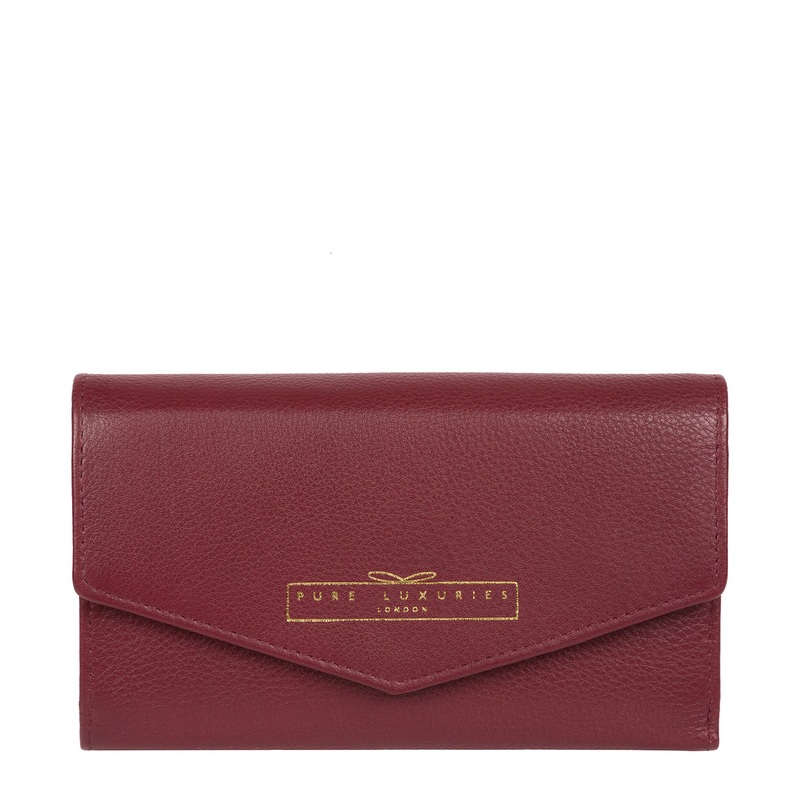 'Yew' Plum Leather Tri-Fold Purse