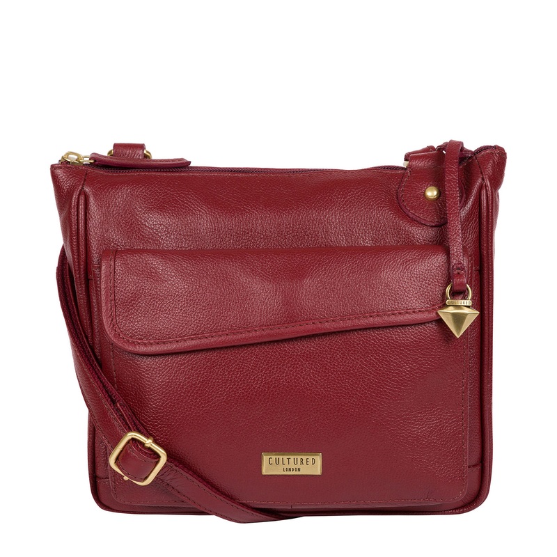 'Aria' Ruby Red Leather Cross Body Bag