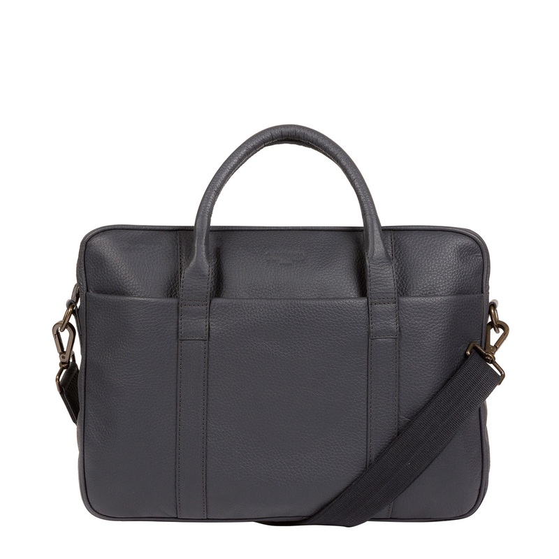 'Assignment' Dark Grey Leather Work Bag