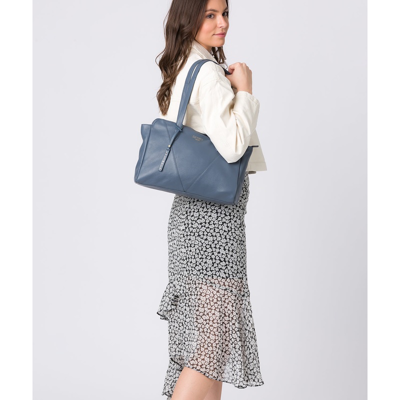 'Astoria' Moonlight Blue Leather Shoulder Bag