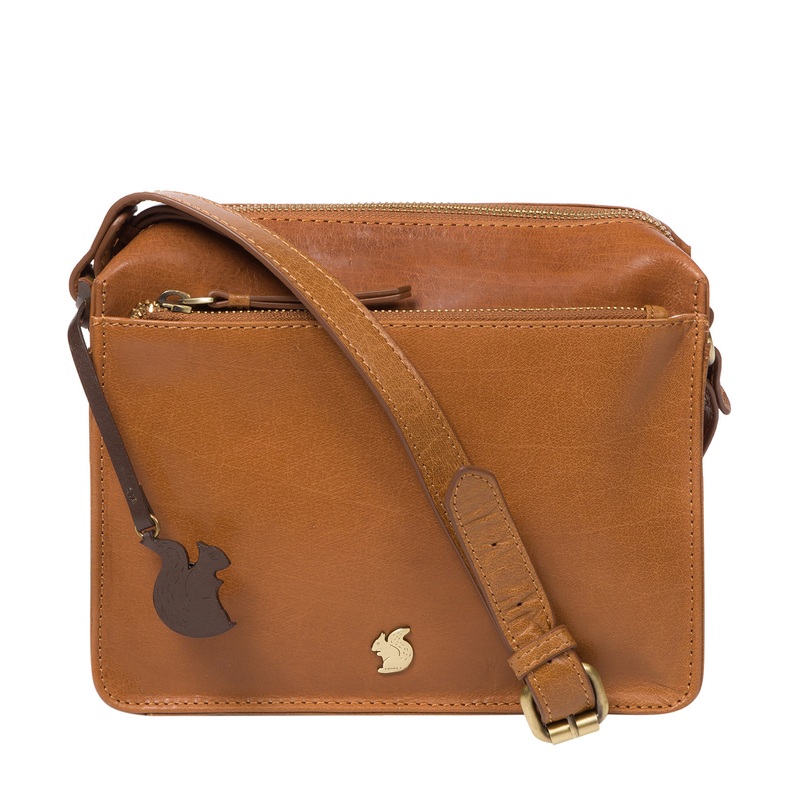 'Aurora' Dark Tan Leather Cross Body Bag