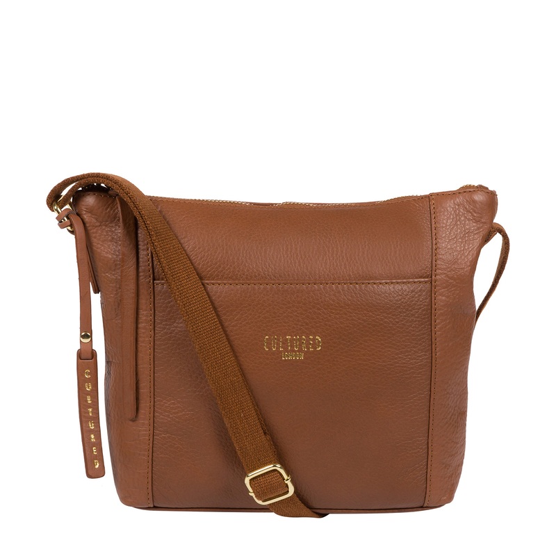'Belgravia' Dark Tan Leather Cross Body Bag