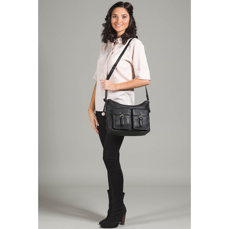 'Bute' Black Pebbled Cowhide Leather Shoulder Bag