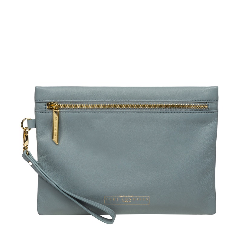 'Chalfont' Cashmere Blue Leather Clutch Bag