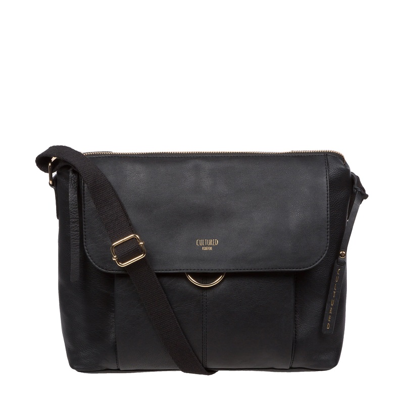 'Chancery' Black Leather Shoulder Bag