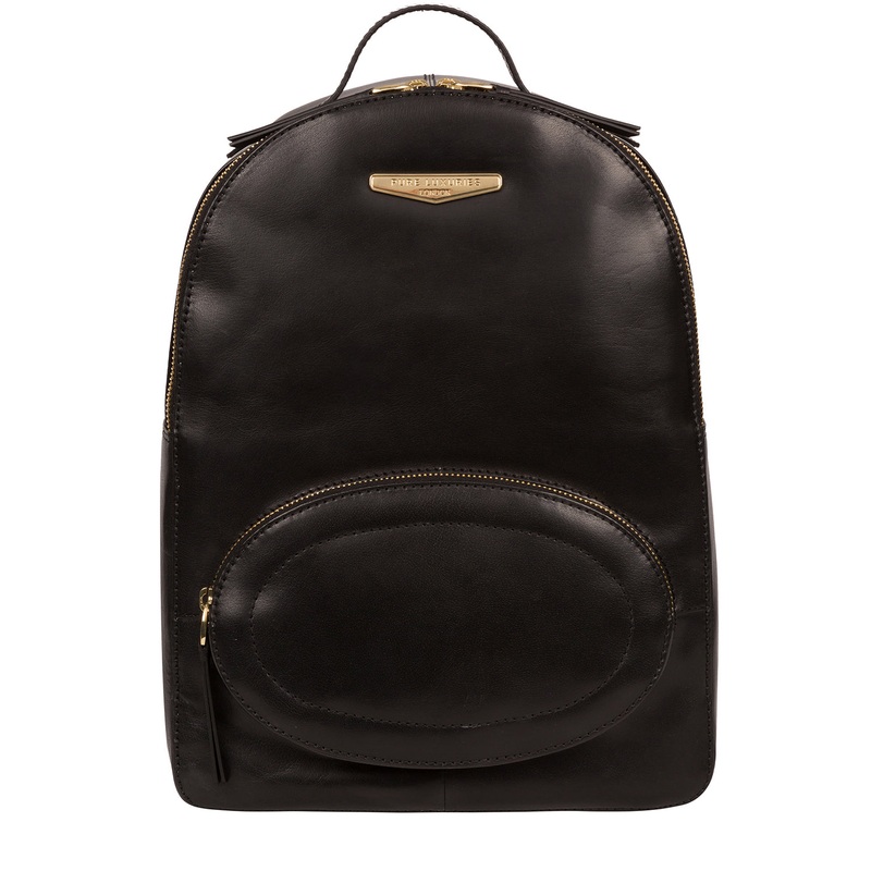 'Christina' Black Vegetable-Tanned Leather Backpack