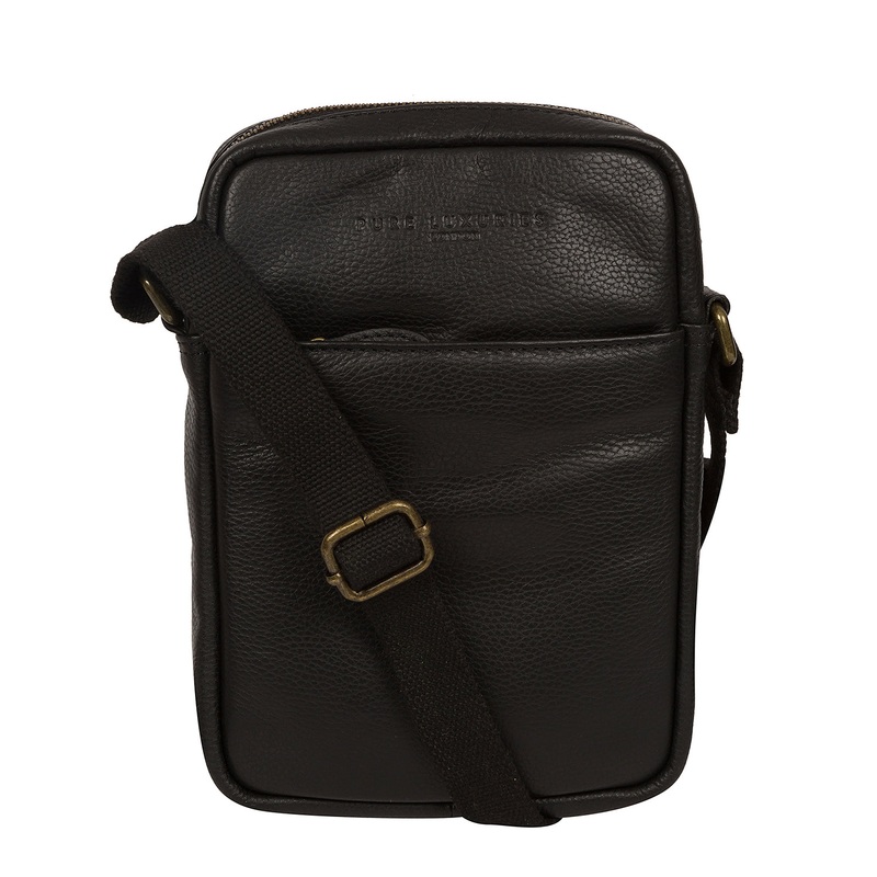 'Crew' Black Leather Cross Body Bag