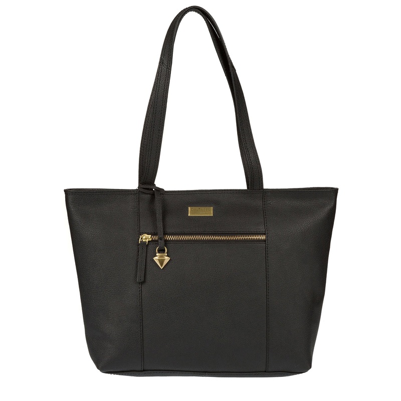 'Daphne' Black Leather Tote Bag