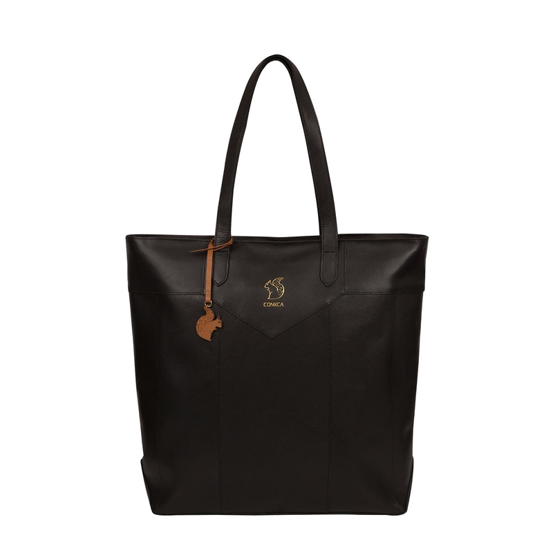 'Eliza' Jet Black Vegetable-Tanned Leather Unlined Extra-Large Shopper Bag