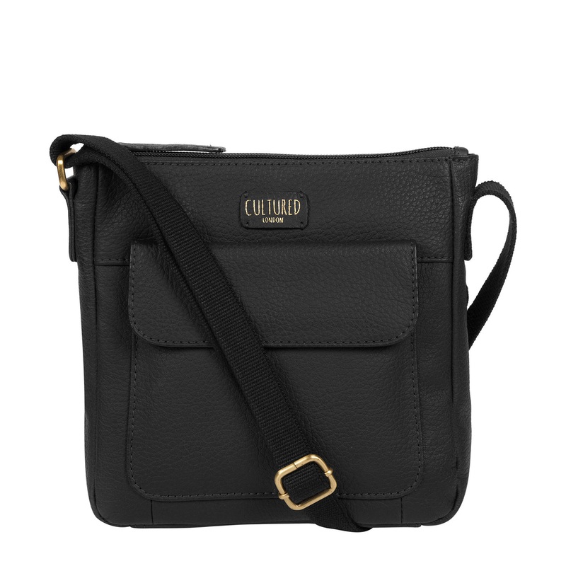 'Elna' Black Leather Small Cross Body Bag