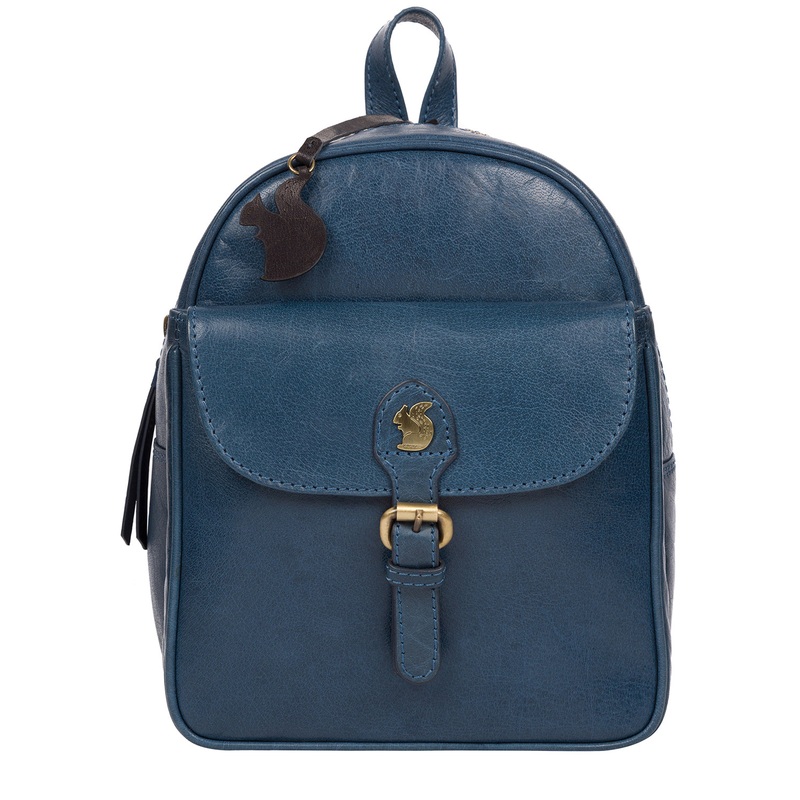 'Eloise' Snorkel Blue Leather Backpack