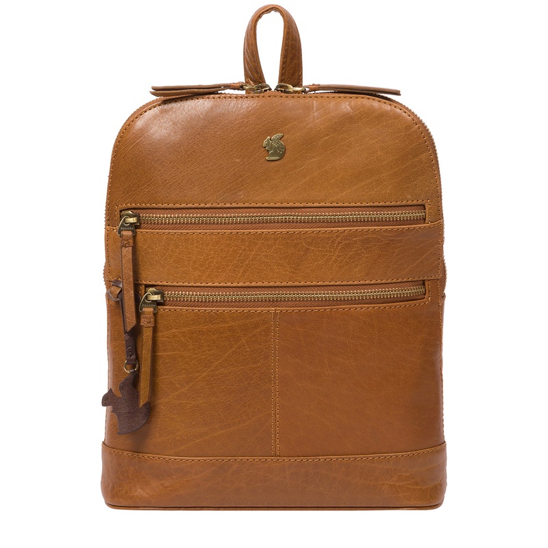 'Francisca' Dark Tan Leather Backpack