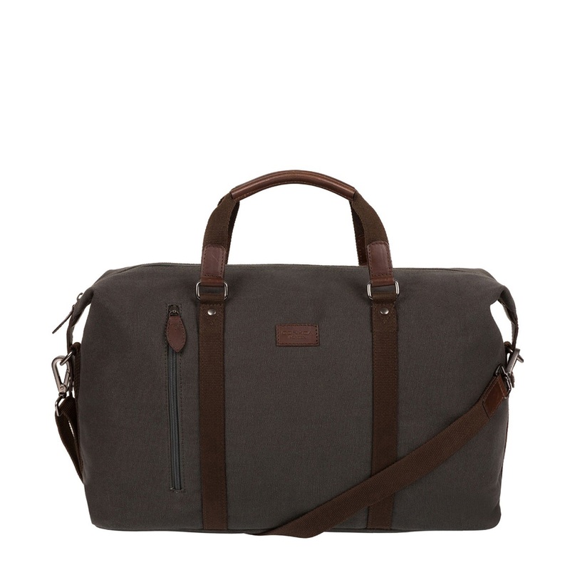 'Hackney' Grey Canvas & Leather Holdall