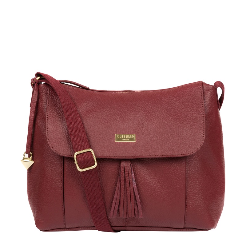 'Henriette' Ruby Red Leather Shoulder Bag