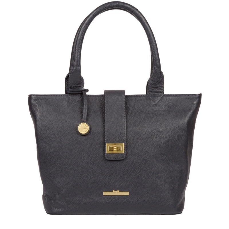 'Ida' Midnight Blue Leather Tote Bag