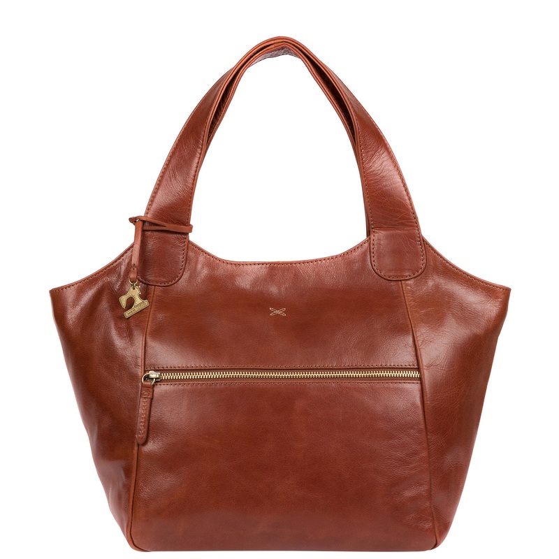 'Imani' Whiskey Leather Tote Bag