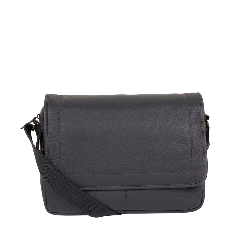 'Impact' Dark Grey Leather Messenger Bag