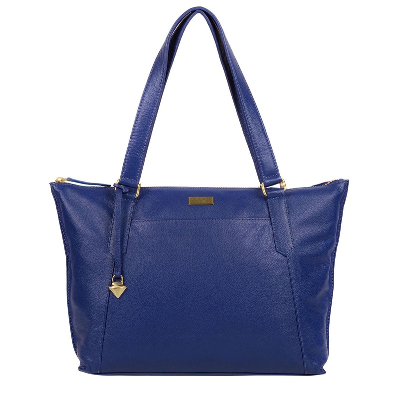 'Isabella' Mazarine Blue Leather Tote Bag