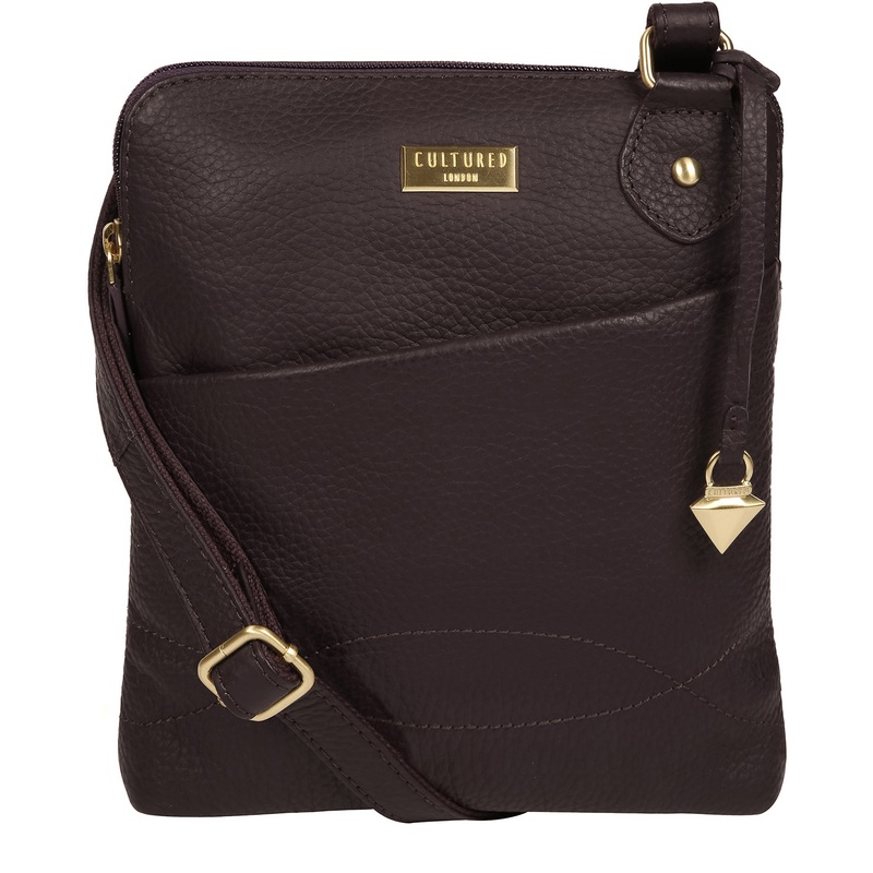 'Jarah' Fig Leather Cross Body Bag