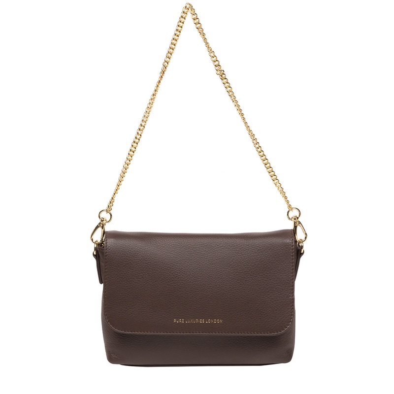 'Jazmine' Hot Fudge Nappa Leather Grab Clutch Bag