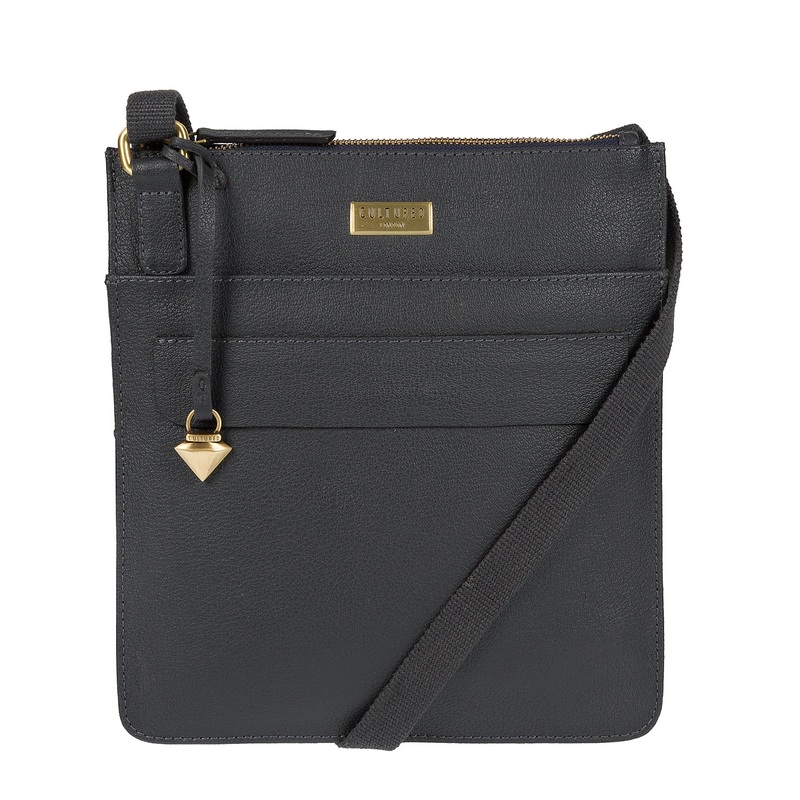 'Jolie' Navy Leather Cross-Body Bag