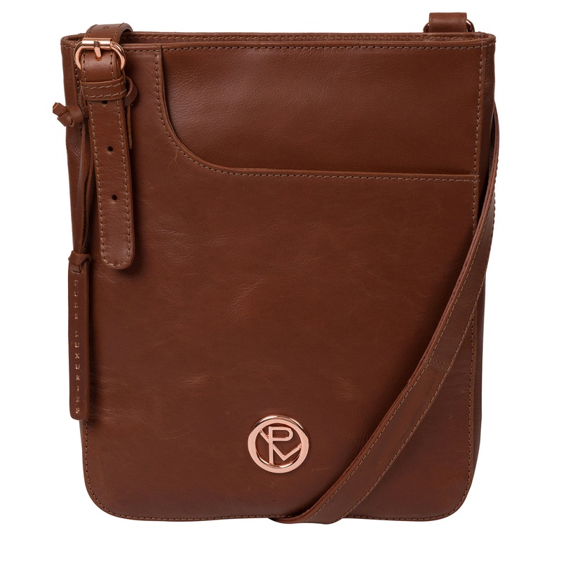 'Kahlo' Cognac Leather Cross Body Bag