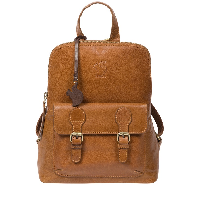 'Kendal' Dark Tan Leather Backpack