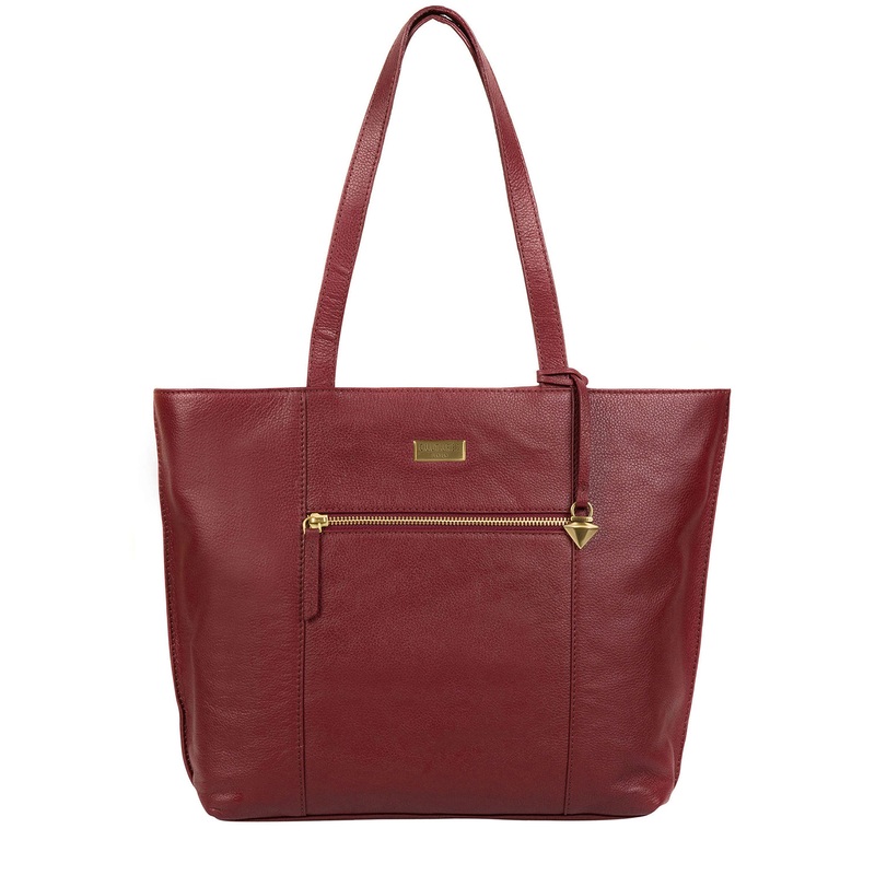 'Kimberly' Ruby Red Leather Tote Bag