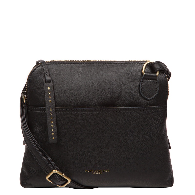 'Kirkham' Black Leather Cross Body Bag