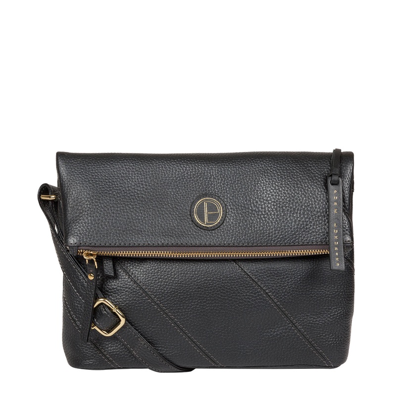 'Korin' Metallic Blue Steel Leather Cross Body Bag