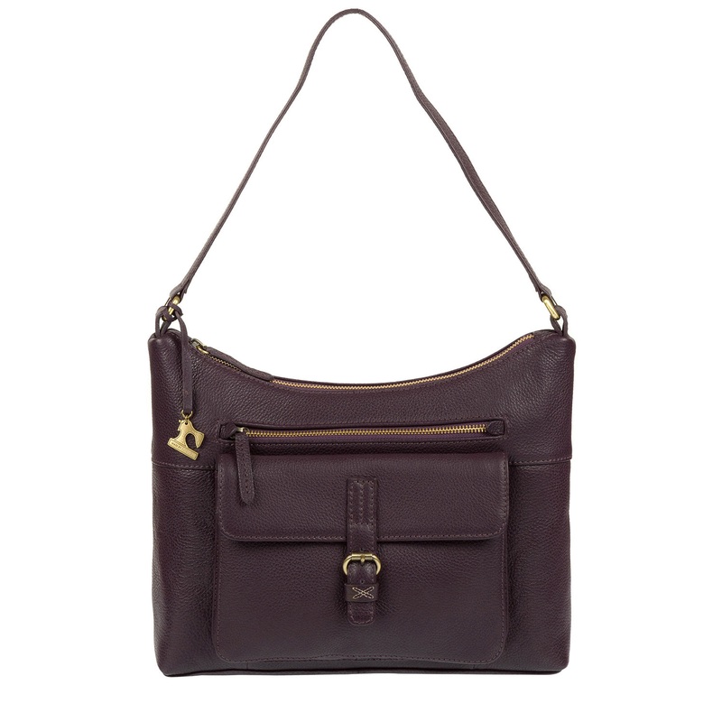 'Laura' Plum Leather Shoulder Bag