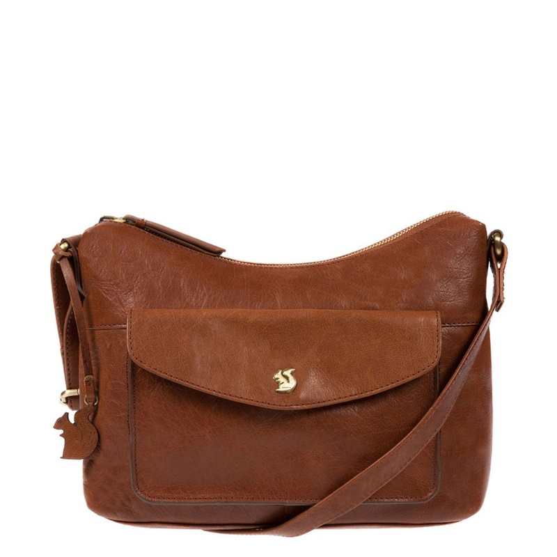 'Alana' Conker Brown Leather Shoulder Bag
