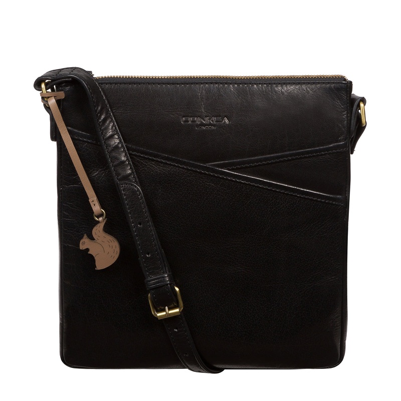 'Avril' Black Leather Cross Body Bag