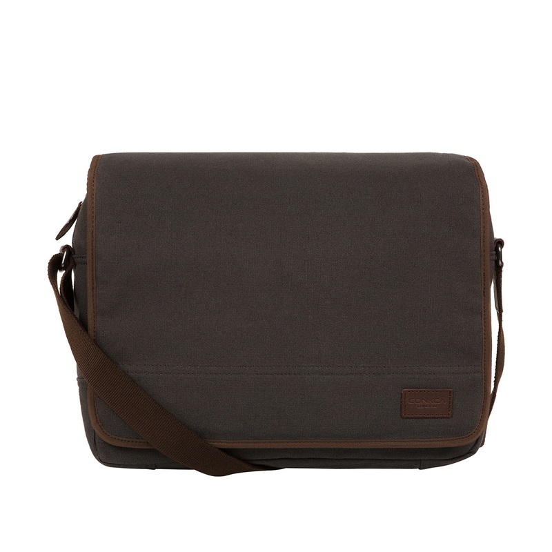 'Balham' Grey Canvas & Leather Messenger Bag