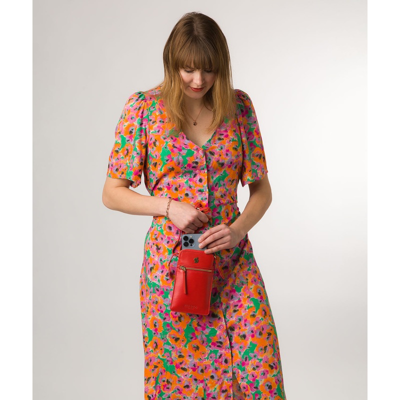 'Bambino' Orangeade Leather Cross Body Phone Bag