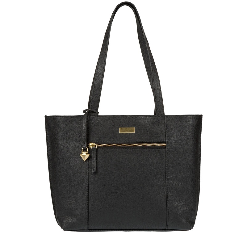 'Bella' Black Leather Tote Bag