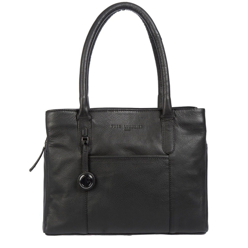'Cheadle' Black & Platinum-Coloured Detail Handbag