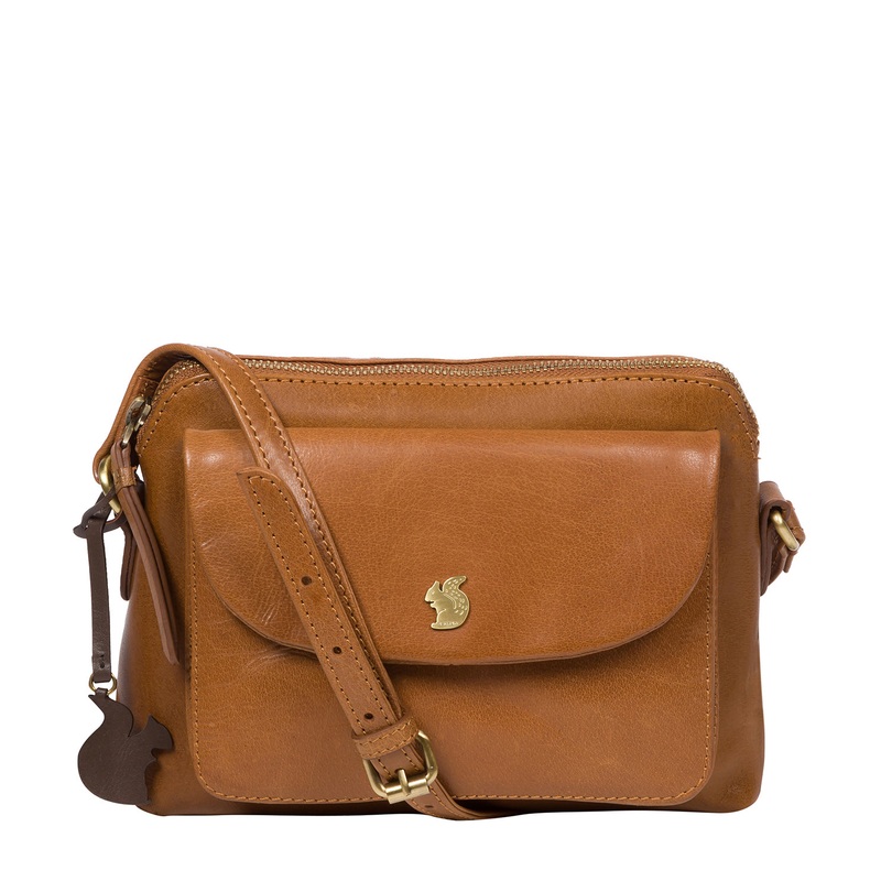 'Dainty' Dark Tan Leather Cross Body Bag