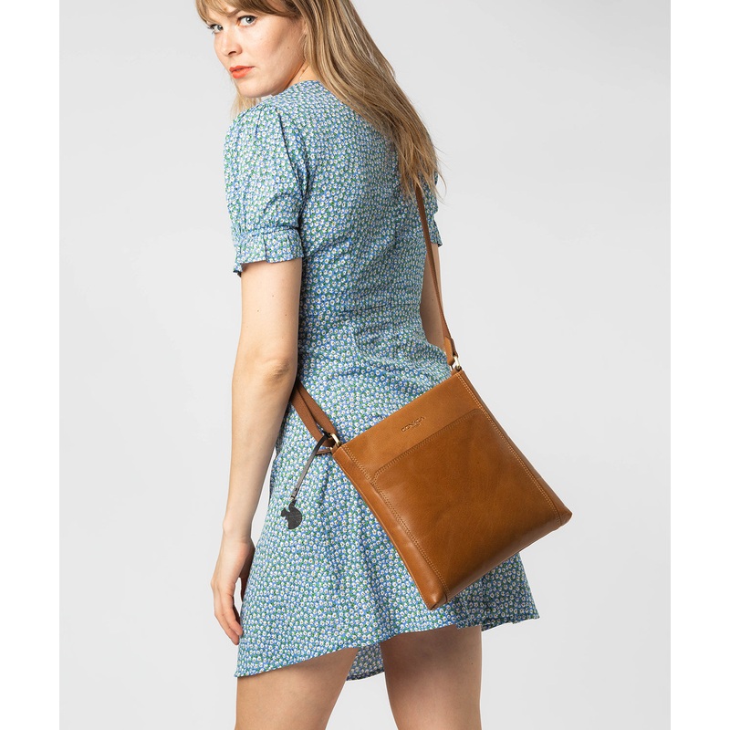 'Dink' Dark Tan Leather Cross Body Bag