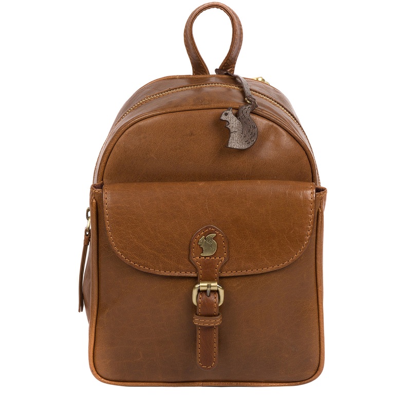 'Eloise' Dark Tan Leather Backpack