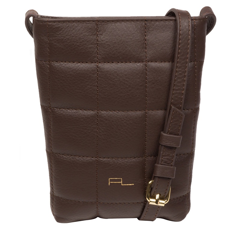 'Elouise' Hot Fudge Nappa Leather Cross Body Phone Bag