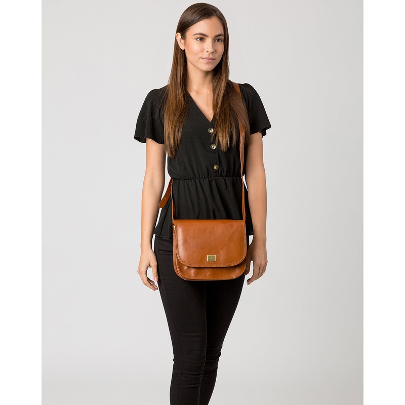 'Empoli' Italian-Inspired Italian Tan Leather Cross-Body Bag