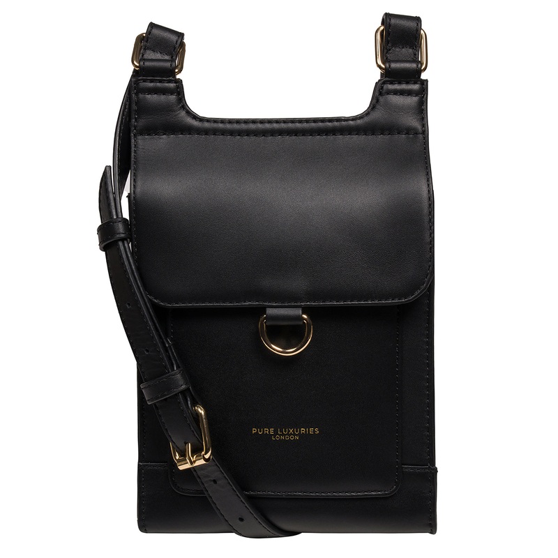 'Erma' Black Leather Cross Body Bag