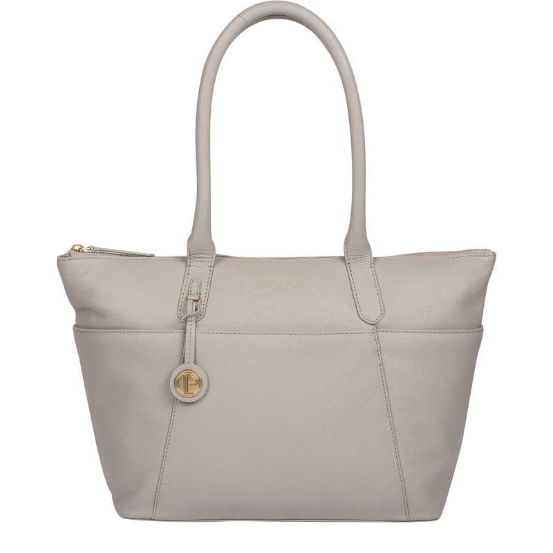 'Everly' Grey Leather Tote Bag